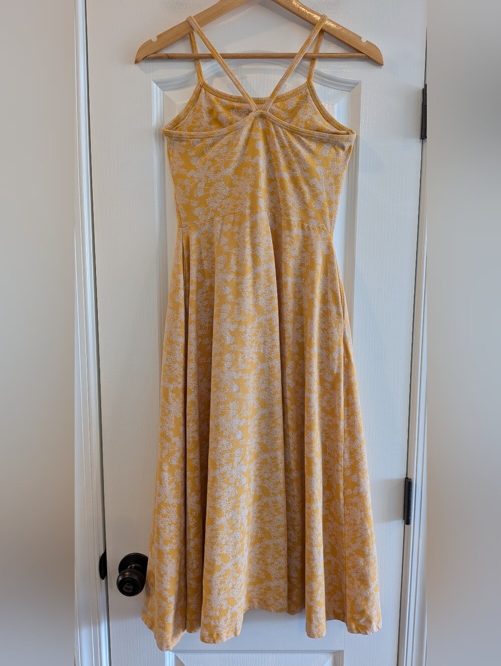 Pact Fit & Flare Midi Dress Floral Yellow White Organic Cotton Sleeveless Size S - Picture 8 of 14